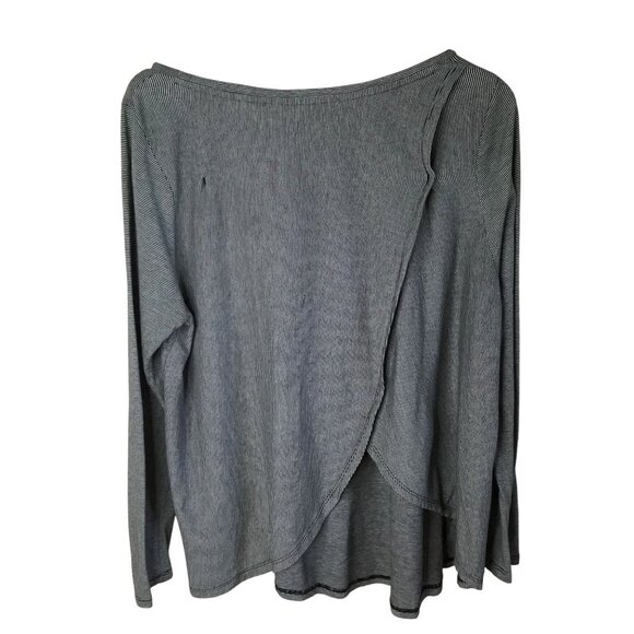 CALVIN KLEIN Women XL Stripe Long Sleeve Performance Top Athleisure Gray Shirt - Picture 2 of 9